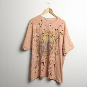 Sublime Long Beach Shirt Mens S/M Peach Distressed Oversized w/ Stains